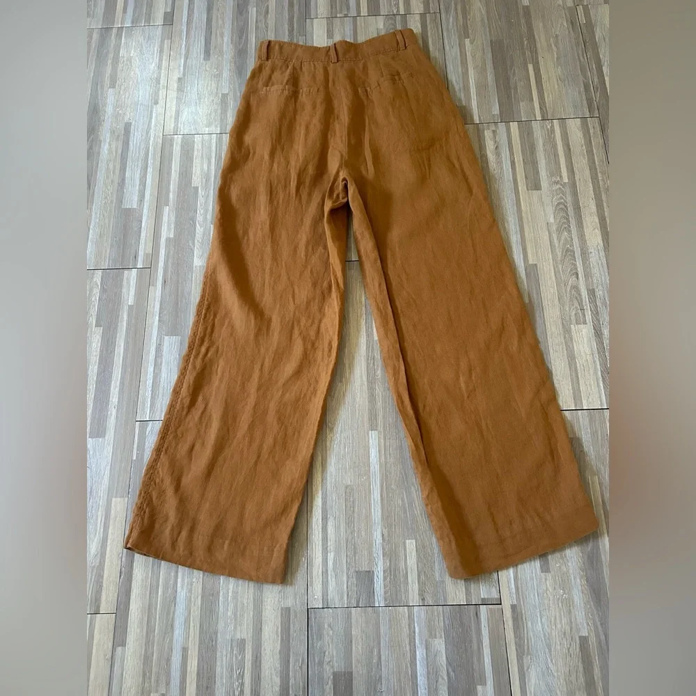 Everlane The Linen Way-high Drape Pant in Caramel Size 4 100% linen